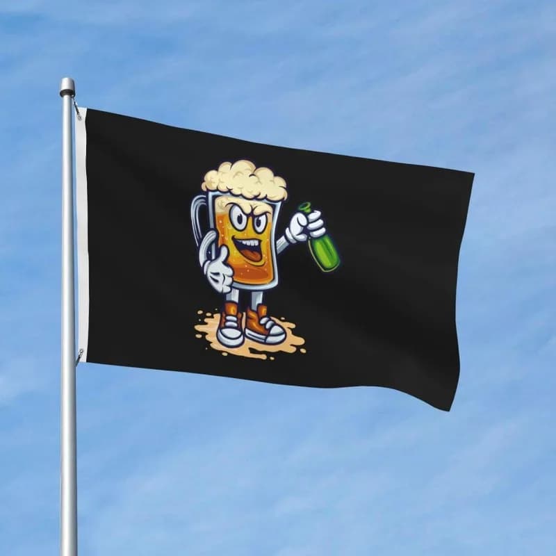 1pc Humorous Beer Mug Flag, 90X150cm Polyester Fabric, Perfect for Festivals and Parties, Indoor Outdoor Yard Garden Decor