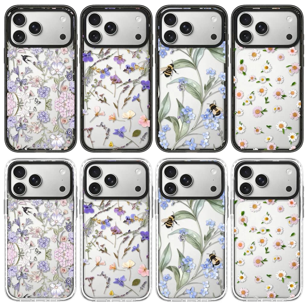 Flower Leaf White Border Magnetic Phone Cover for IPhone 12 13 14 15 16 17 Pro Max Case for IPhone 17 Air