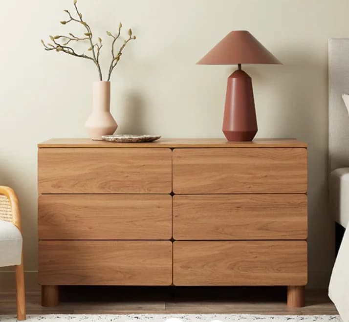 xx-Wooden Chest of Drawers with Large Storage Modern 6 Drawer Dresser for Bedroom*