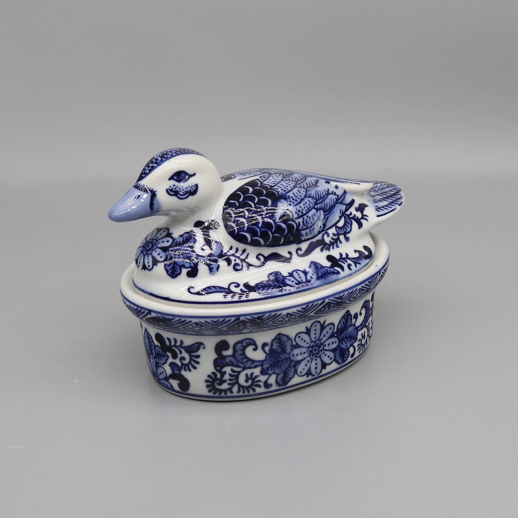Blue and White Ceramic Box, Ceramic Storage, Mandarin Duck Plate