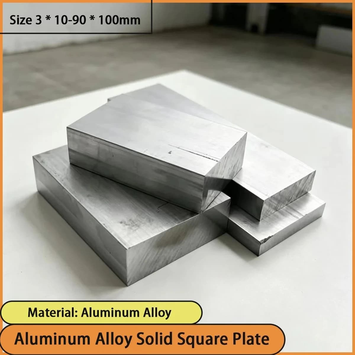 Size 3 * 10-90 * 100mm aluminum alloy solid square plate suitable for industrial equipment, hardware accessories, etc