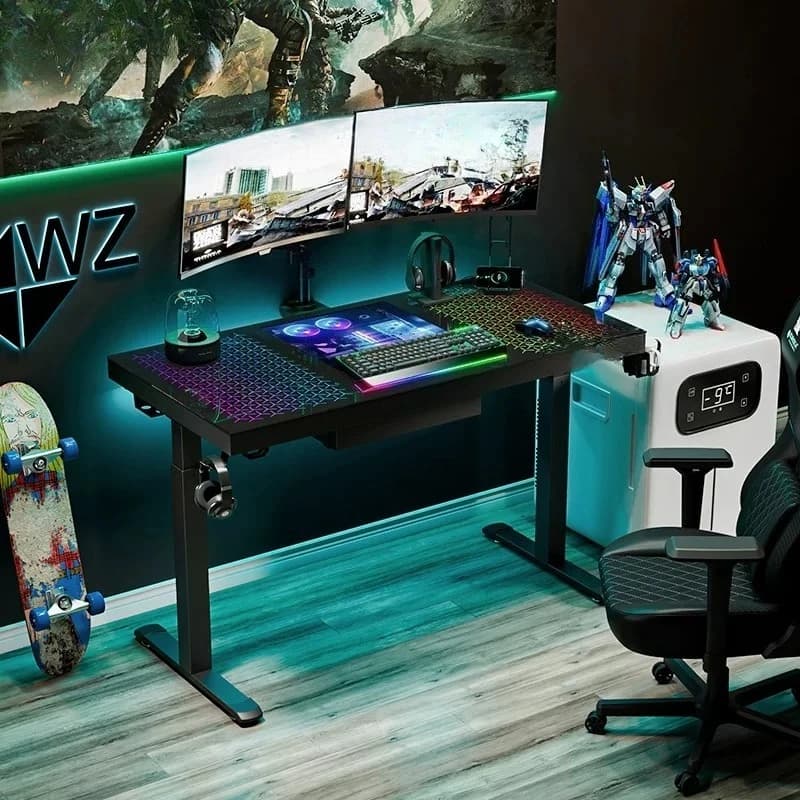 Chassis integrated tempered glass electric lifting table desktop computer table e-sports table multi-function live streaming