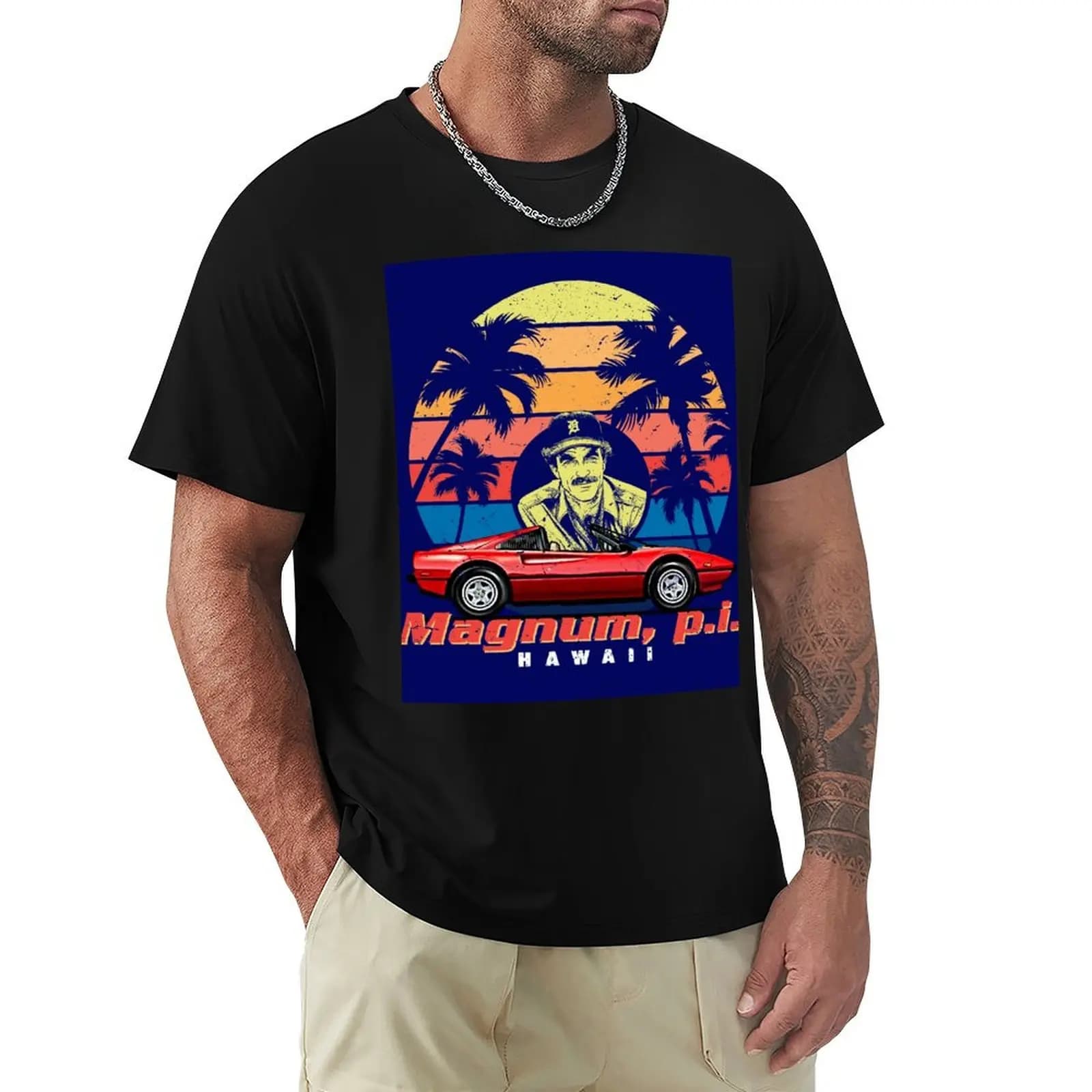Magnum PI Retro T-Shirt graphics customs designer t shirt men