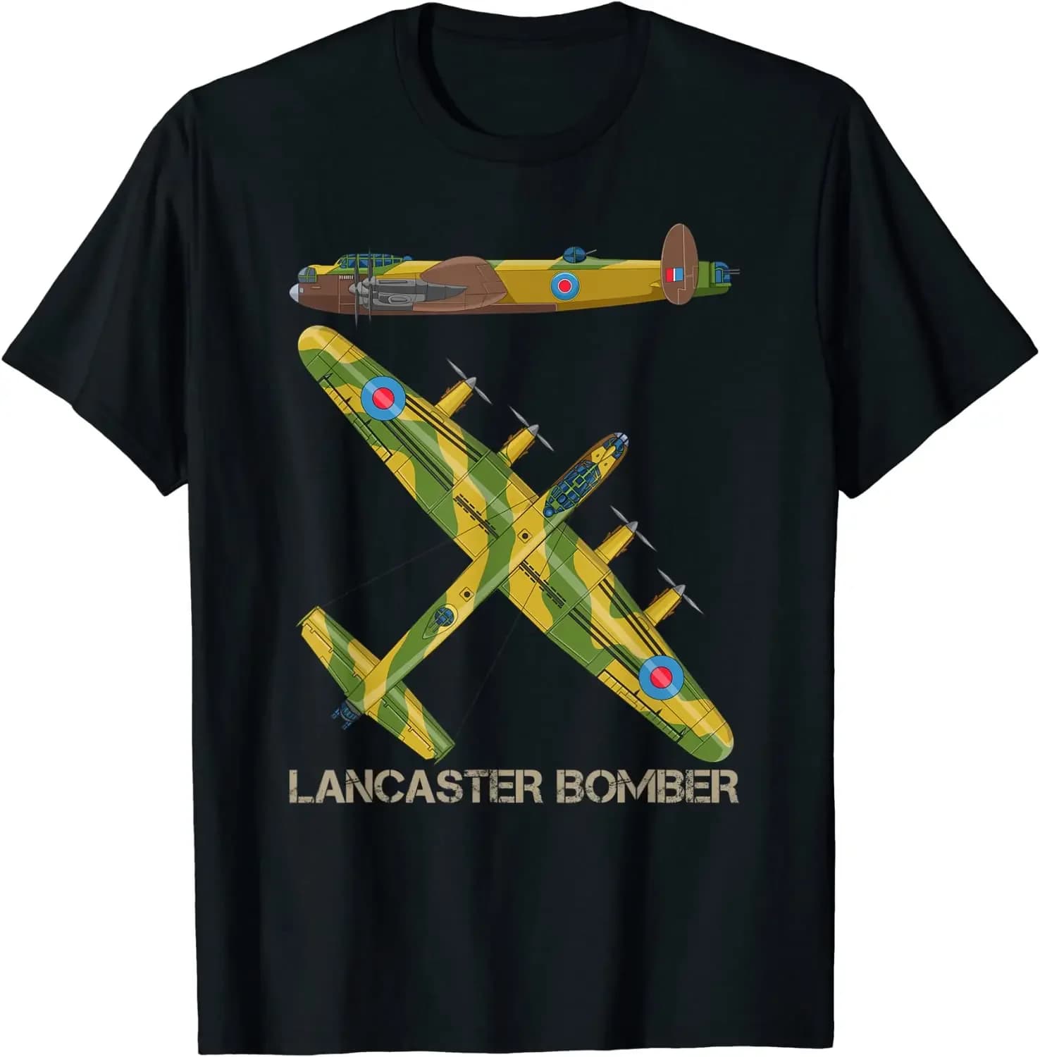 Lancaster Bomber  British Aircraft Plane Diagram Men T-Shirt Short Sleeve Casual Cotton O-Neck Summer T Shirts