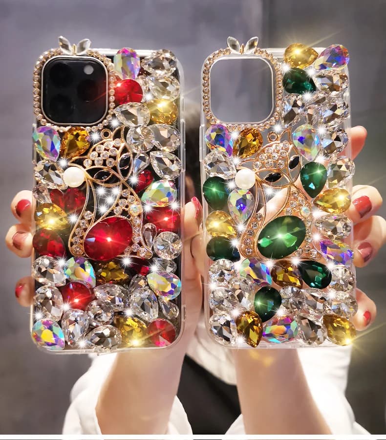 Cartoon Fox Full Diamond Case For Xiaomi Redmi  Note 14 13 Pro 4G 5G Note12 Pro Plus Case Bling Rhinestone Soft Back Cover