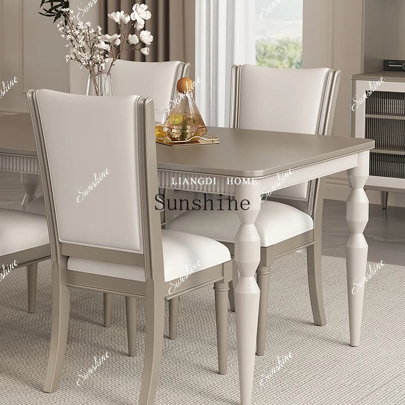 American light luxury simple small apartment champagne high-end dining table and chair combination  FT