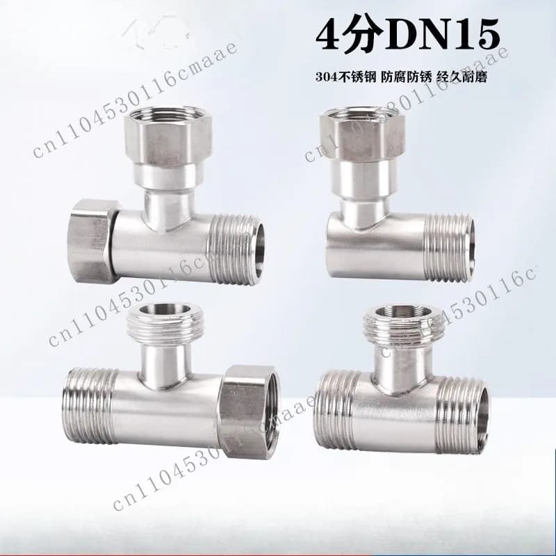 Stainless steel three-way angle valve one inlet 2 outlet pipe joints 4 points inner outer wire teeth water separator accessories