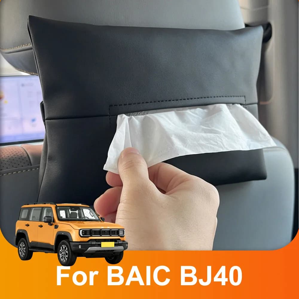 Car Leather Tissue Bag Automotive Modification Parts For BAIC BJ40 2026 Rear Seat Tissue Bag Durable