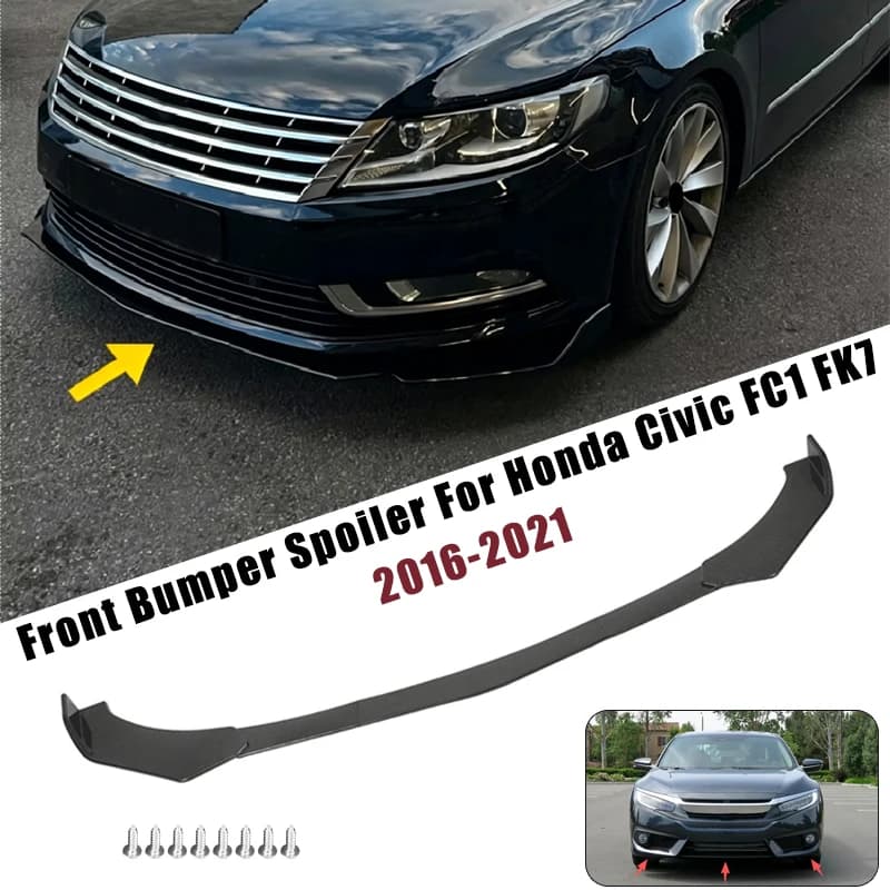 Sport Front Bumper Splitter Spoiler Lip For Honda Civic FC1 FK7 2016-2021 5Pcs Adjustable Sectional Car Exterior Tuning Body Kit