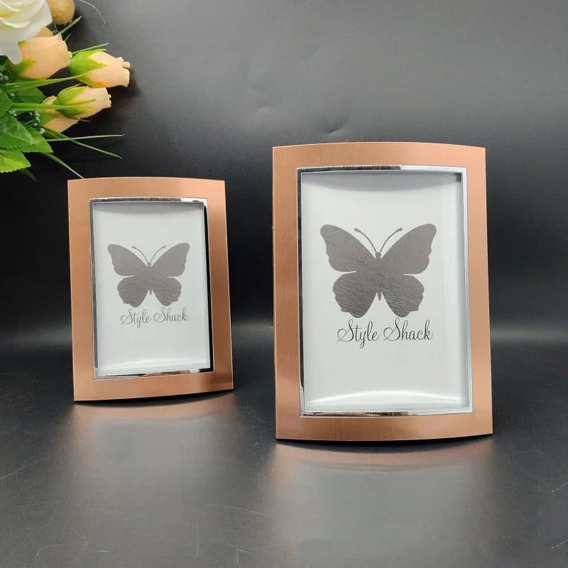 Brown Minimalist Metal Photo Frame - Simple Modern Tabletop Picture Frame for Effortless Style Home Decor