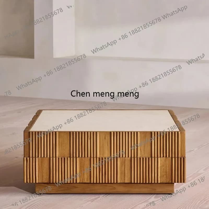 Modern simple square home storage small apartment type of medieval solid wood designer coffee table