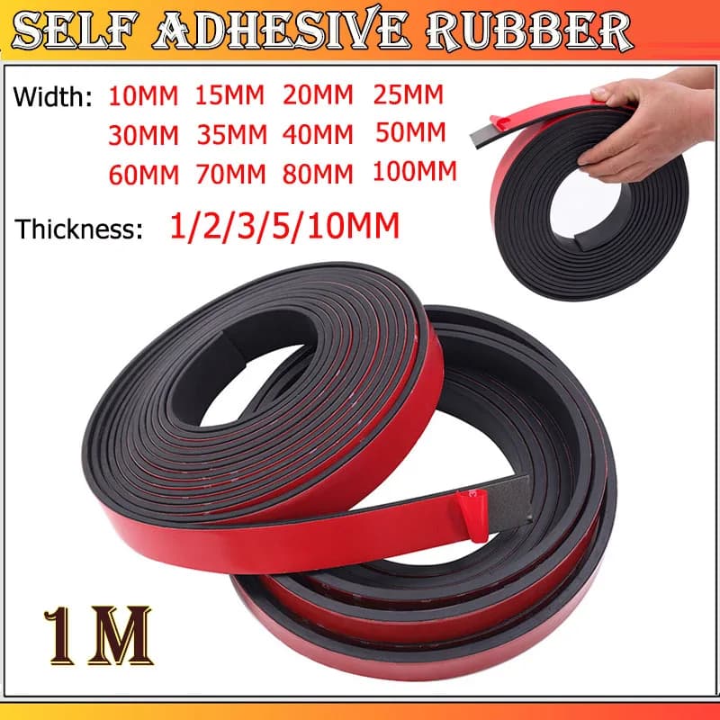 Black Self Adhesive Silicone Rubber Strip Anti-skid High Temperature Anti-collision Gasket W:10~100mm T:1/2/3/5/10mm 1M/5M/10M