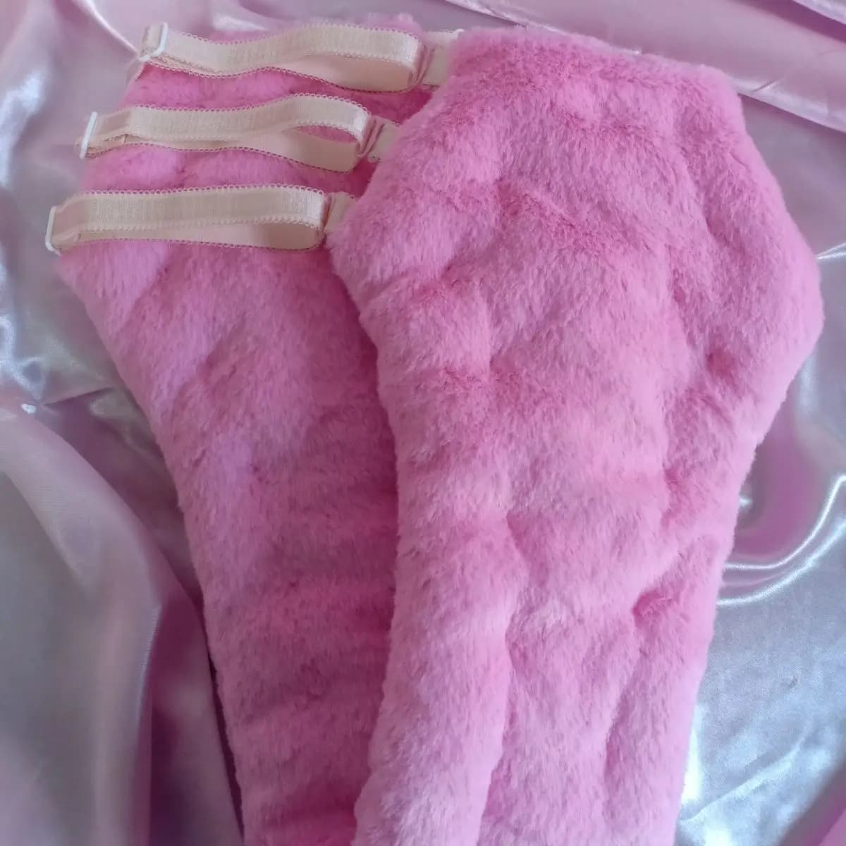 Man Handmake Pink Plush Soft T-back Adjustable Elastic Waist Puffy Large Size ABDL G-string Sissy Private Party Warm Panties BF