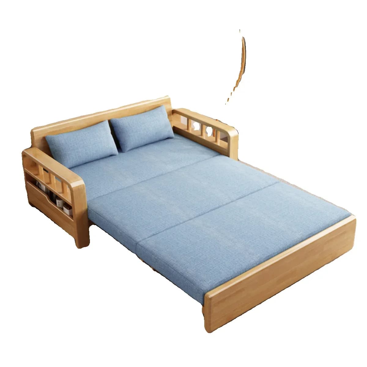 Solid wood sofa bed folding dual-purpose simple small apartment living room retractable sofa new household multi-functional bed