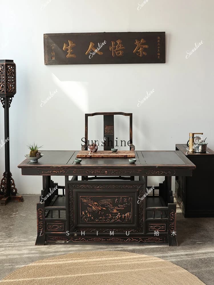 Solid wood Chinese antique home tea room club Kung Fu tea dry brewing table dual-purpose  FT