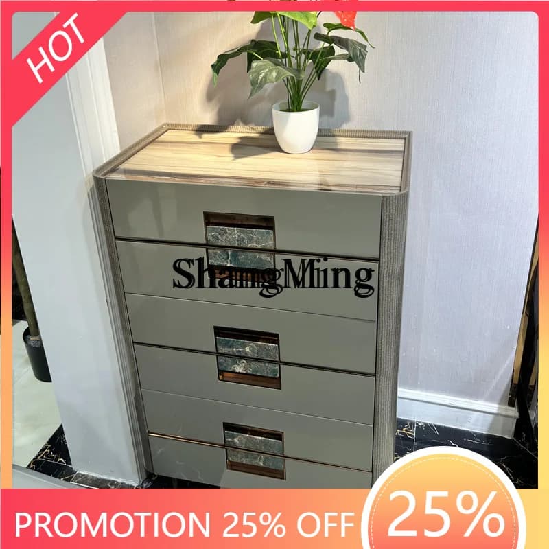 FG good-looking light luxury solid wood chest of drawers, bedroom locker, modern living room decoration