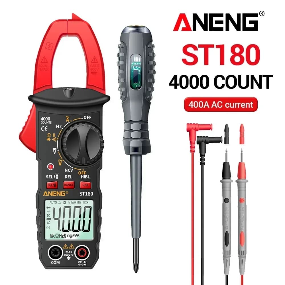 ANENG Multimeter Clamp Meter  AC/DC Voltage Non-contact Induction Capacitance Resistance ST180+B05 Screwdriver Electric Tool Kit