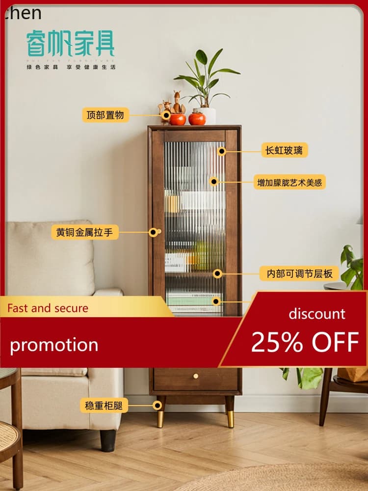 YFY Nordic Solid Wood TV Cabinet Side Cabinet Combination Sideboard Storage Cabinet