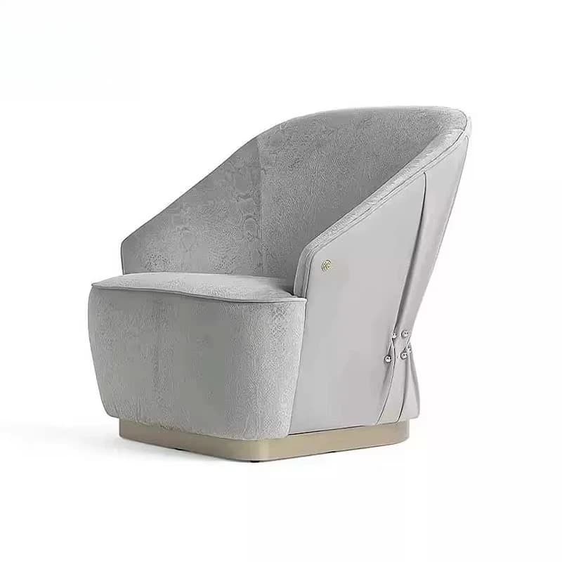 Postmodern Single Armchair with Wooden Frame Fabric Armrests Stainless Steel Legs Luxury Armchair for Living Room