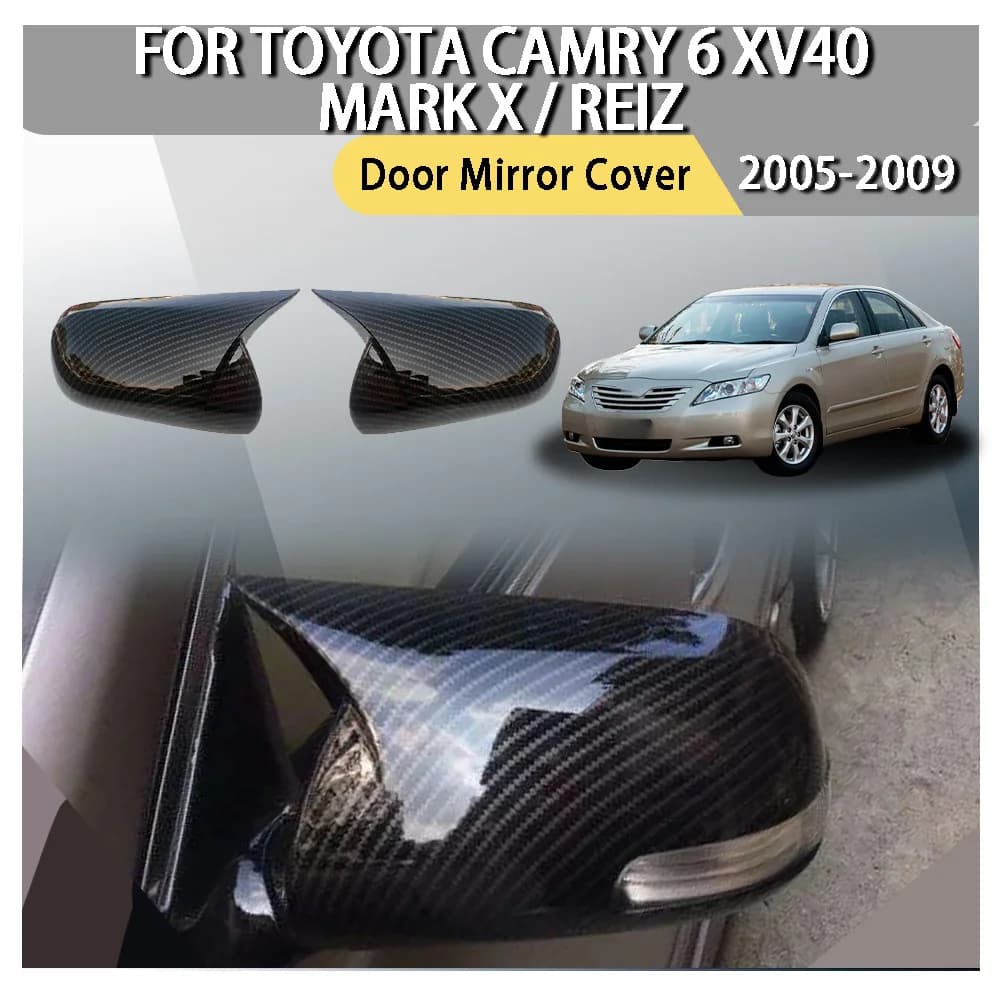 Door Mirror Cover For Toyota Camry 6 xv40 Mark X / Reiz 2005-2009 Car Sticker ABS Wing Cap Exterior Door Case Trim Housing