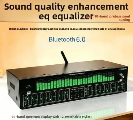 Professional EQ equalizer Bluetooth 5.4 receives fiber coaxial digital audio decoding U disk fever pre-player