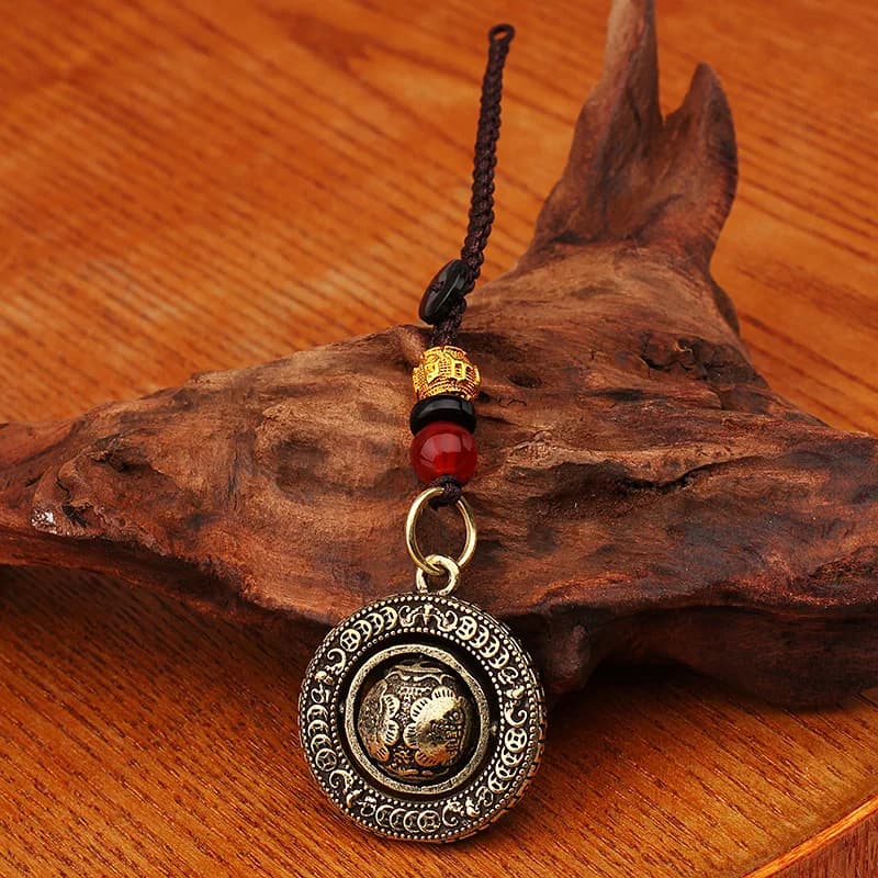 Brass Good Luck Comes Earth Instrument Rotating Retro Creative Car Key Ring Pendant Bell Pendant Stall Small Pieces