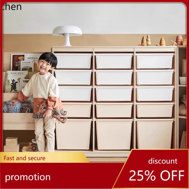 HT Children's Storage Cabinet Montessori Baby Solid Wood Toy Cabinet Wind Locker Shelf