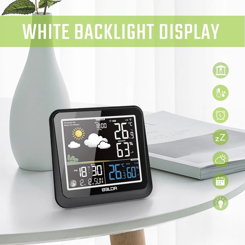 【Hot】BALDR Wireless Indoor-Outdoor Weather Station, Home Personal Weather Station, Weather Forecaster, Wireless Remote Transmitt