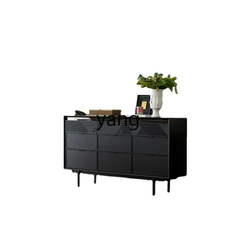 CX  Light Luxury Solid Wood Nine-Drawer Cabinet Home Living Room Retro Large Capacity Storage Cabinet