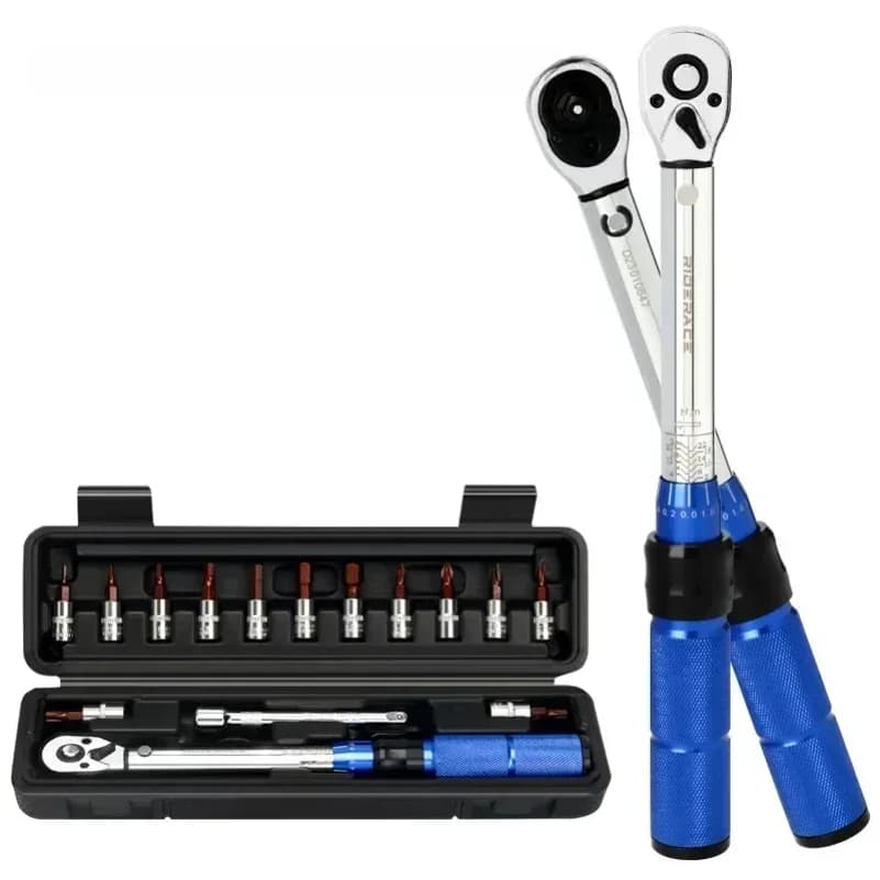 1/4" 2-24Nm Dual Direction Bike Allen Key Tool, 15Pcs Set Bicycle Torque Wrench Set, Socket Preset Type Spanner Pro Repair Tools