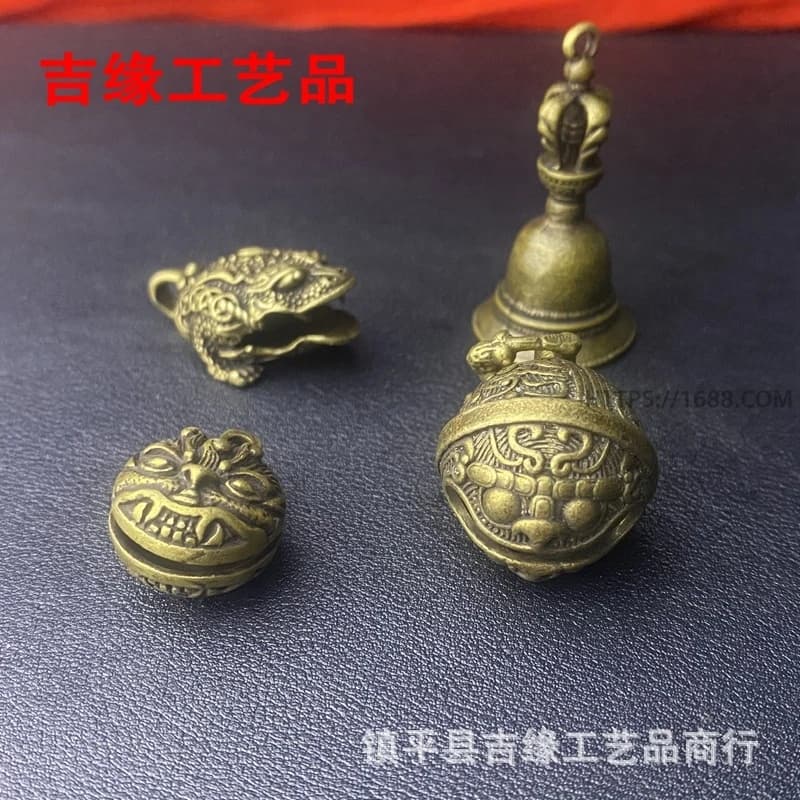 hand ornament, three-legged golden cicada , , brass tiger head bell keychain pendant