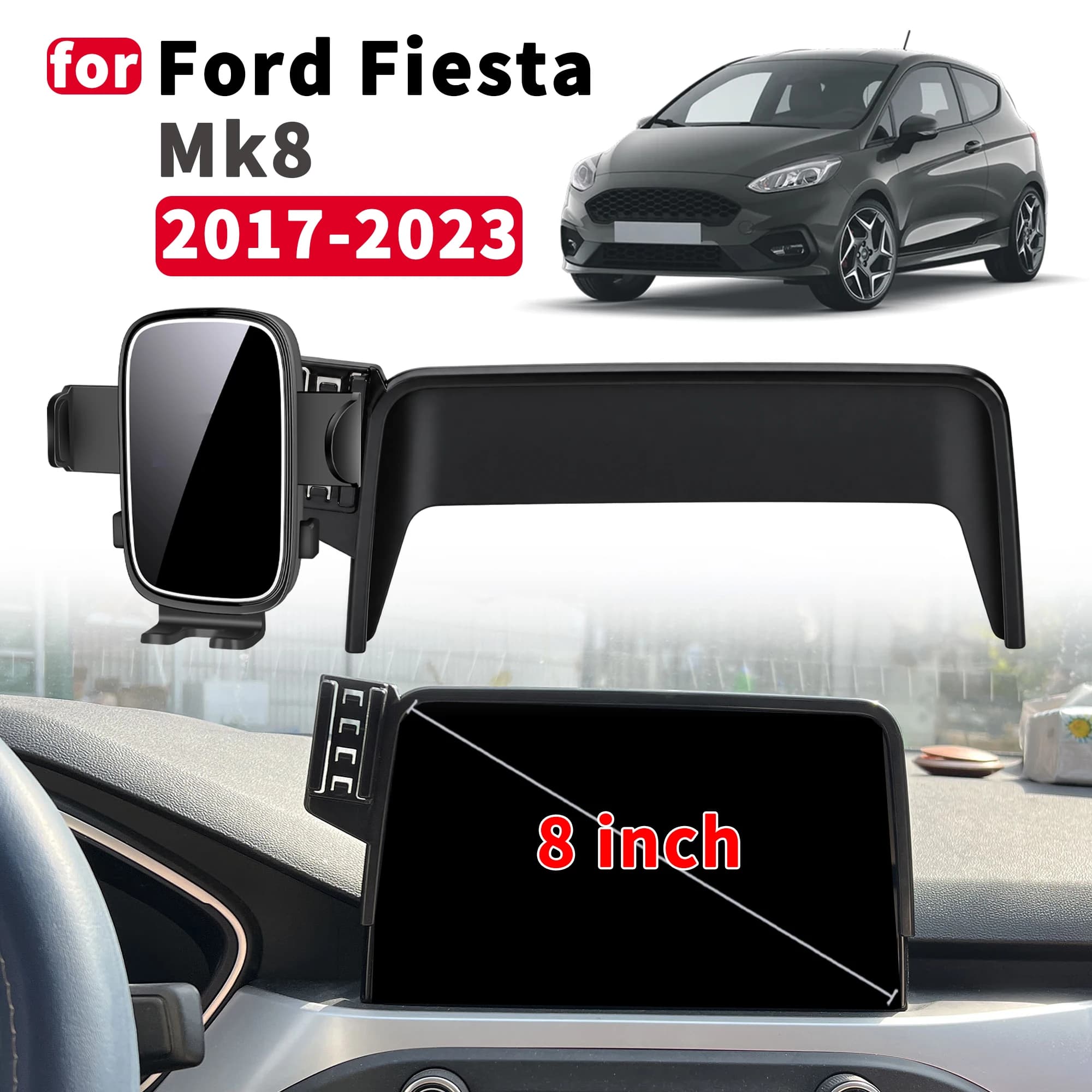 for Ford Fiesta Mk8 2017-2023 8inch (Not for 6.5inch) Car Phone Holder Mount Vehicle-Specific GPS Navigation accessoires