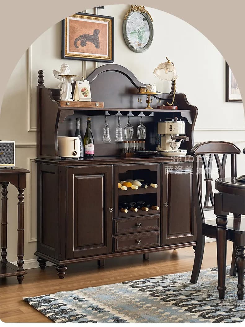 PYH solid wood dining side cabinet against the wall integrated locker retro restaurant household cupboard