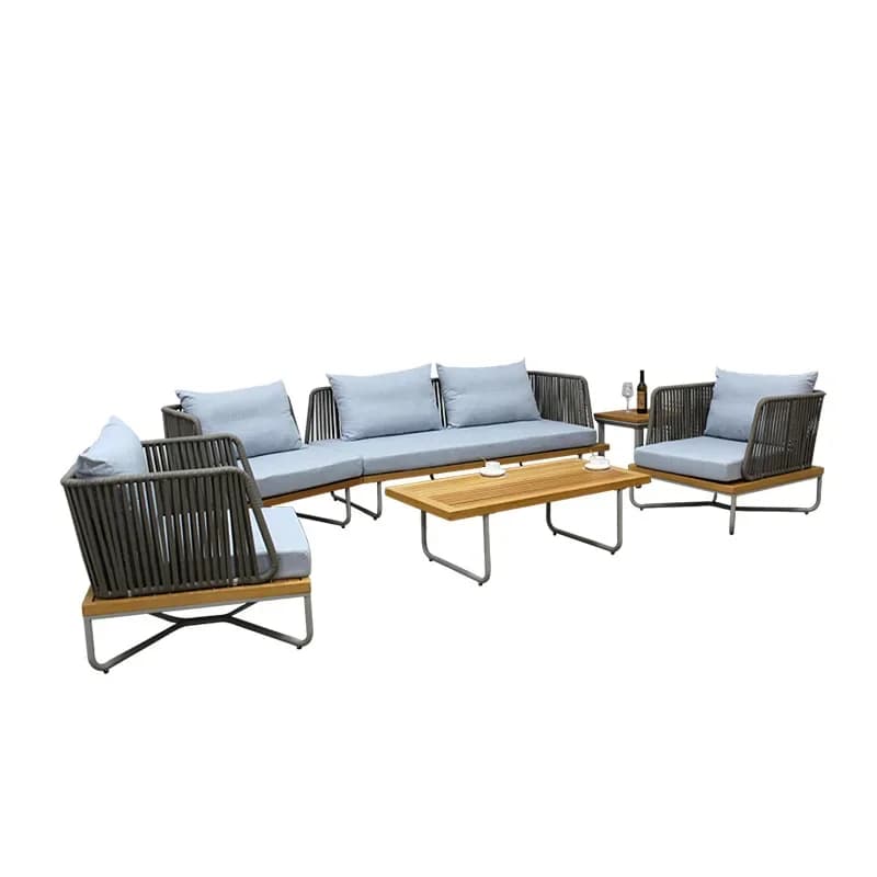 Outdoor sofa courtyard waterproof sunscreen open-air garden outdoor furniture leisure outdoor teak sofa combination