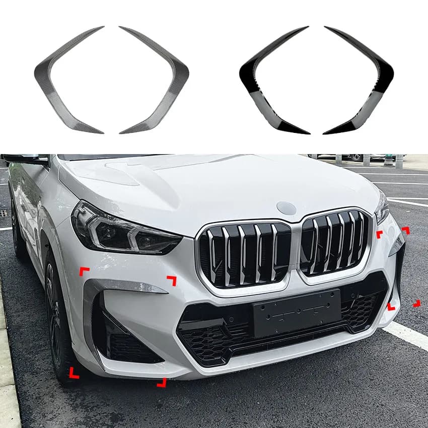 FOR BMW X1 U11 M Sport 2023+ Car Front Bumper Lip Splitter Side Air Vent Intake Fog Lamp Frame Wind Knife Spoiler Body Kits Trim