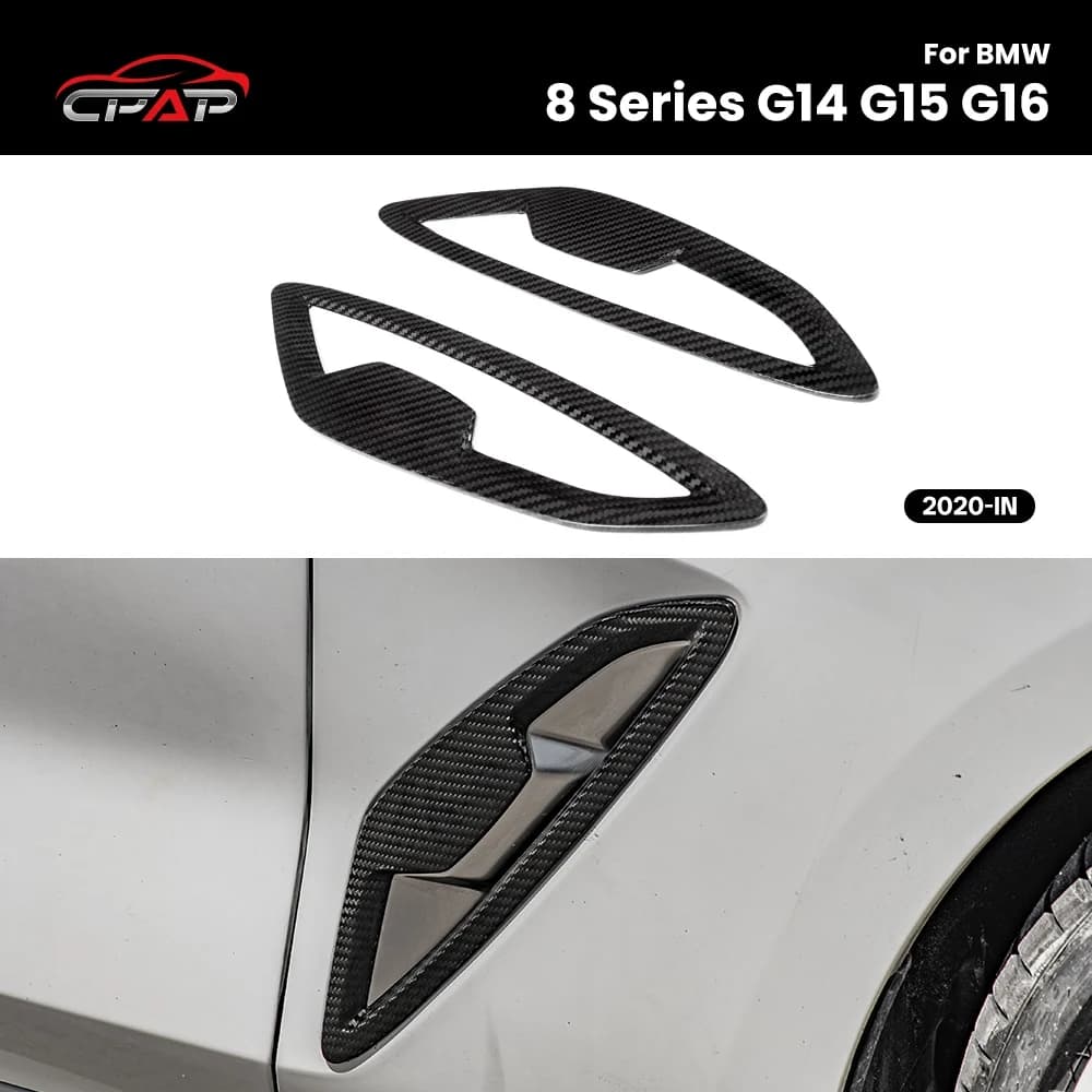 Real Dry Carbon Fiber Side Fender Trim For BMW 8 Series G14 G15 G16 2020-IN OEM Style Car Accessories 2Pcs/Set