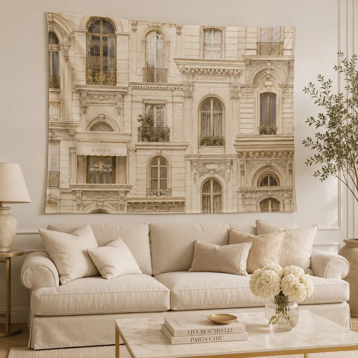 Paris Old Building Tapestry Vintage European Cityscape Wall Hanging Home Decor Cloth for Living Room Bedroom