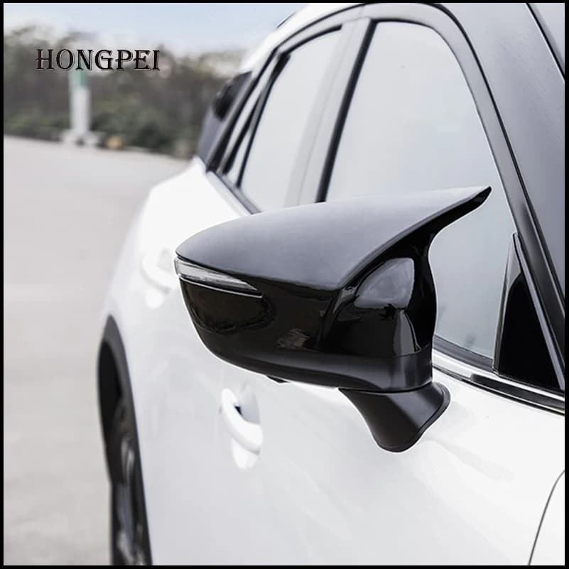 For Mazda CX-3 CX3 2014-2023 Door Side Wing Rearview Mirror Cover Cap Sticker Trim With Horn Car Styling Parts Auto Accessories