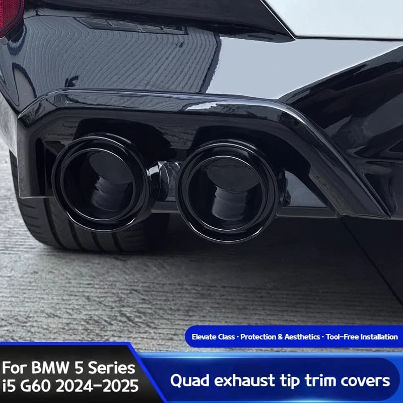 For BMW G60 2024-2026 The rear tail lip four-outlet tailpipe cover is modified with a blackened exhaust pipe tailpipe trim