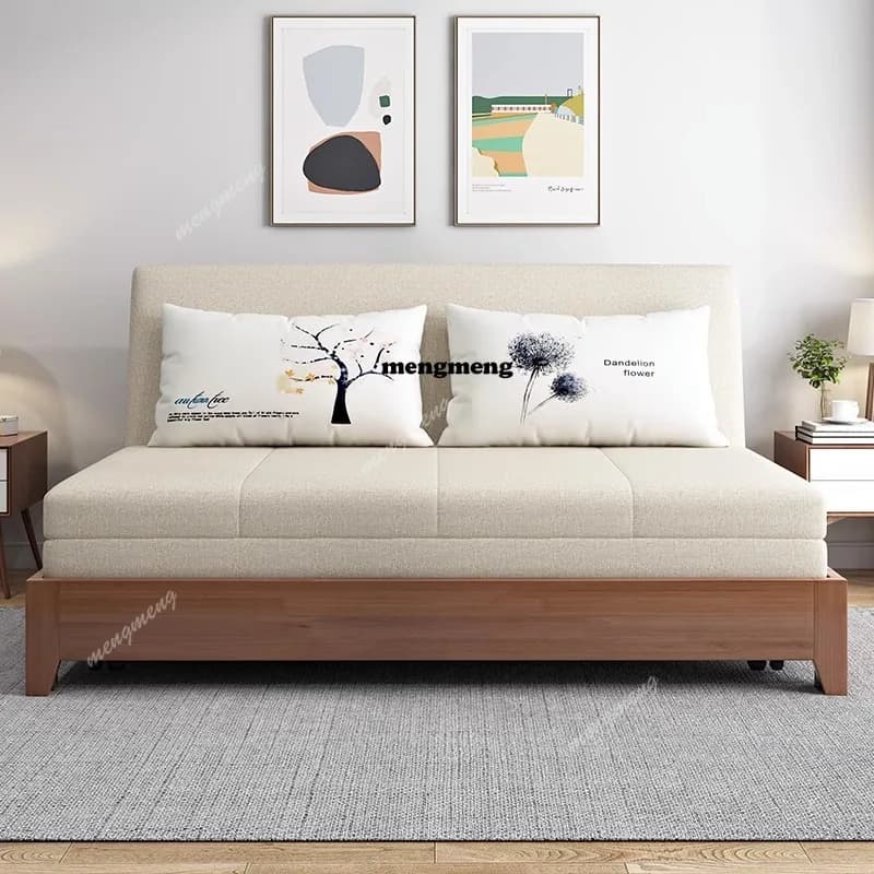 Solid wood sofa bed multi-functional folding dual-purpose small apartment living room storage
