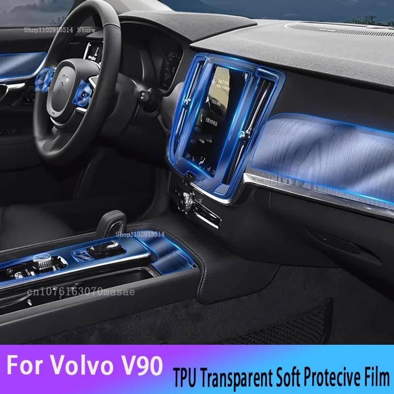 Car Interior Stickers For Volvo V90（2020-2023）Car GPS Navigation LCD Screen TPU Protective Film  Protector Decoration Cover