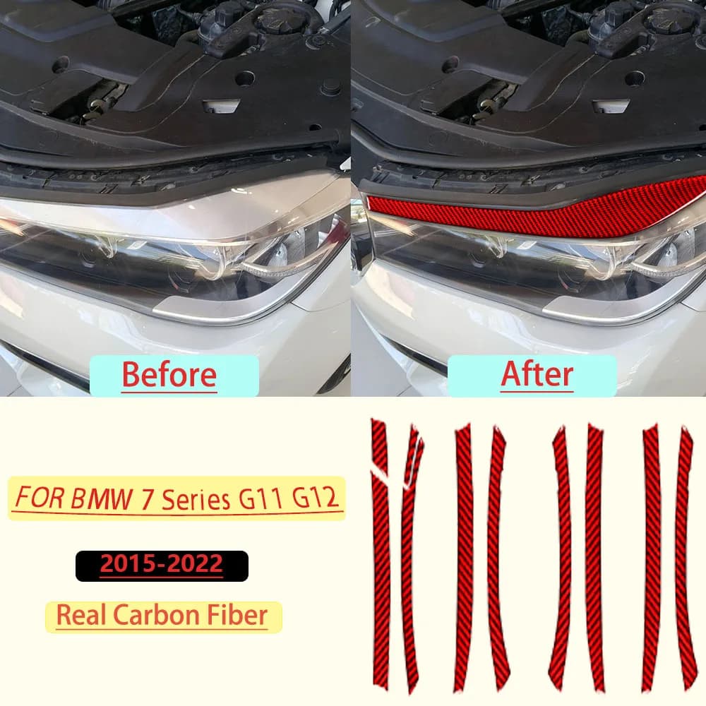 For BMW 7 Series G11 G12 2015–2022 Exterior Door Handle Cover Trim Red Real Soft Carbon Fiber Interior Car Accessories Sticker