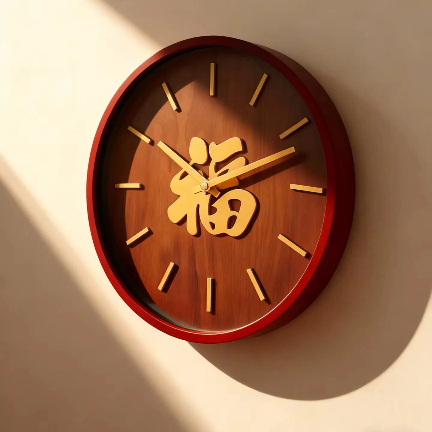 Wooden Clock Chinese Fu Silent Wall Watch Living Reading Room Decor Lucky Fortune Auspicious Art Clock Vintage Housewarming Gift