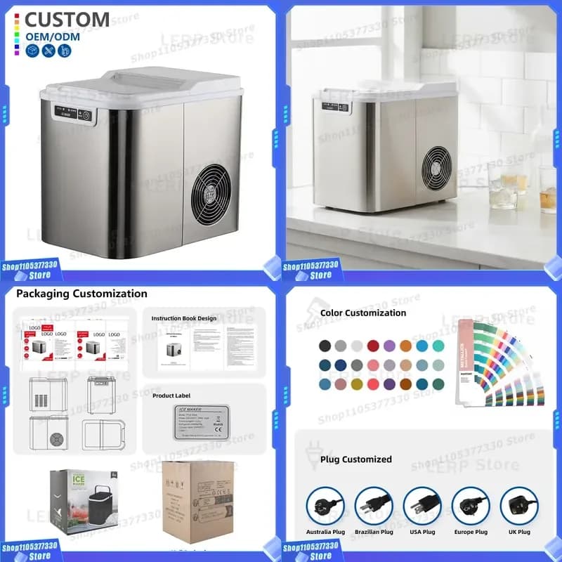 Portable Electric Ice Maker 12kg 24h Automatic Desktop Machine 9 Ice Cubes for Kitchen Office Home Use Compact Design