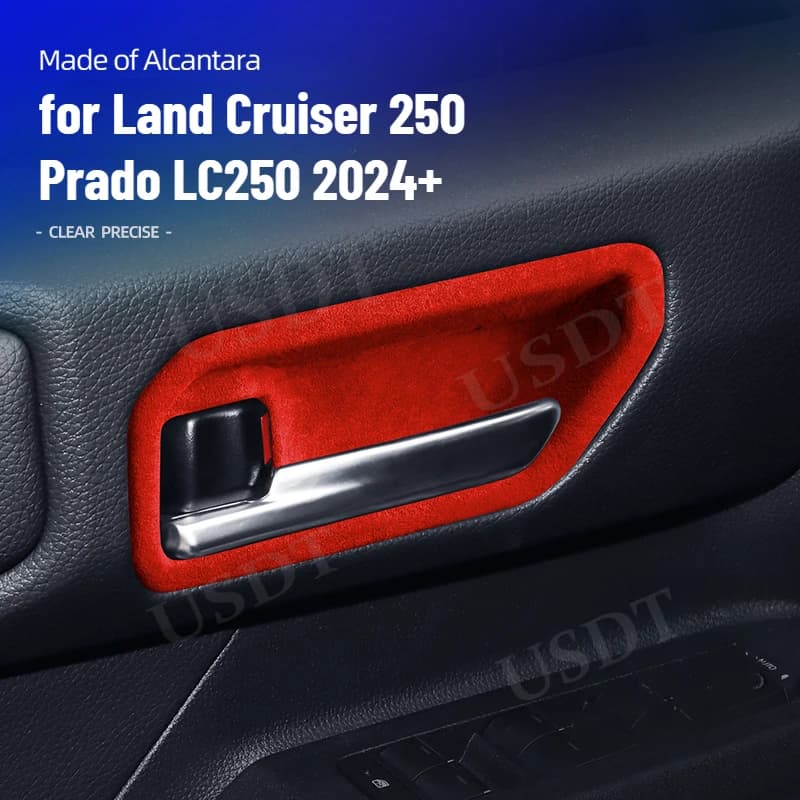 4PCS For 2024 Toyota Land Cruiser 250 1958 Prado LC250 2025 Top Suede Door Handle Bowl Frame Trim Stickers Cover Car Accessories