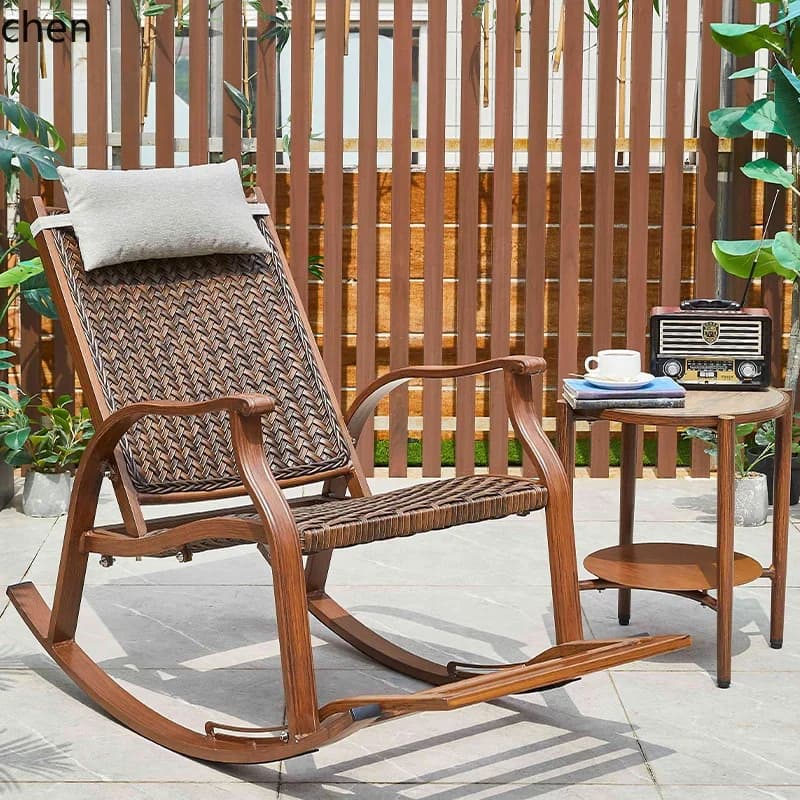 YFY  Outdoor Leisure Rocking Chair Courtyard Villa Home Balcony Outdoor Rattan Chair Lazy Rattan Rocking Chair