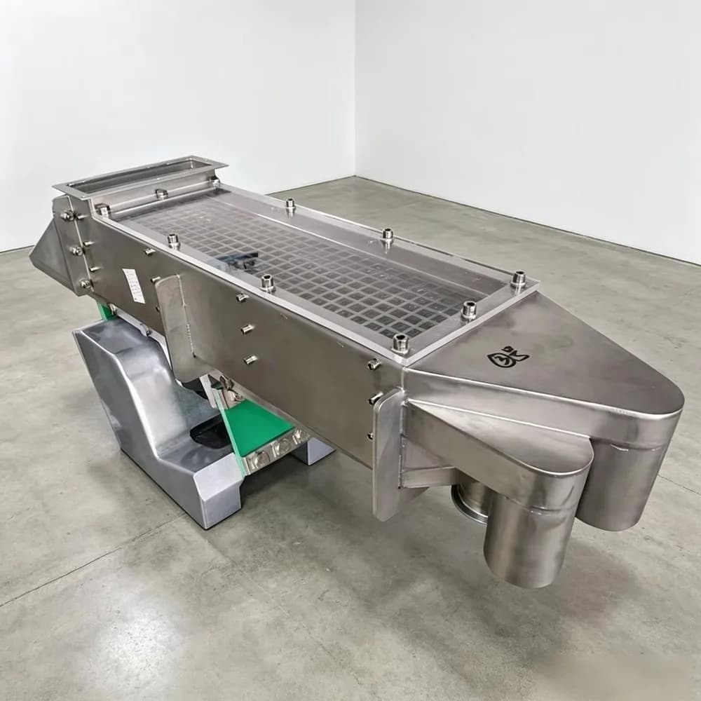 DSW Electromagnetic Vibrating Feeder Mesh Screen Grading 60KW Fully Enclosed Visual Structure Three Discharge Outlets 1