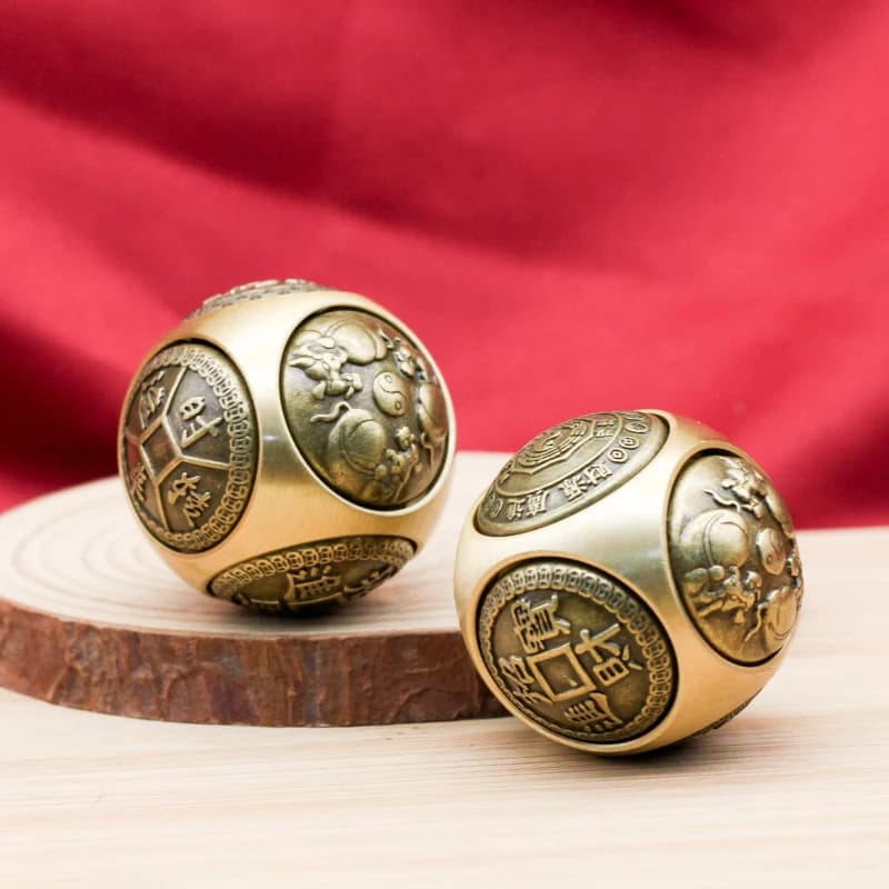 Popular brass rotating handle piece, six-sided rotating combination for attracting wealth and treasures, multi-sided rotating st
