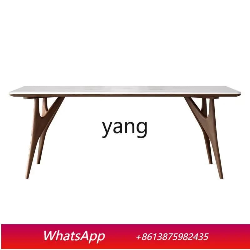 LH solid wood rock slab dining table and chair combination household modern simple rectangular dining table