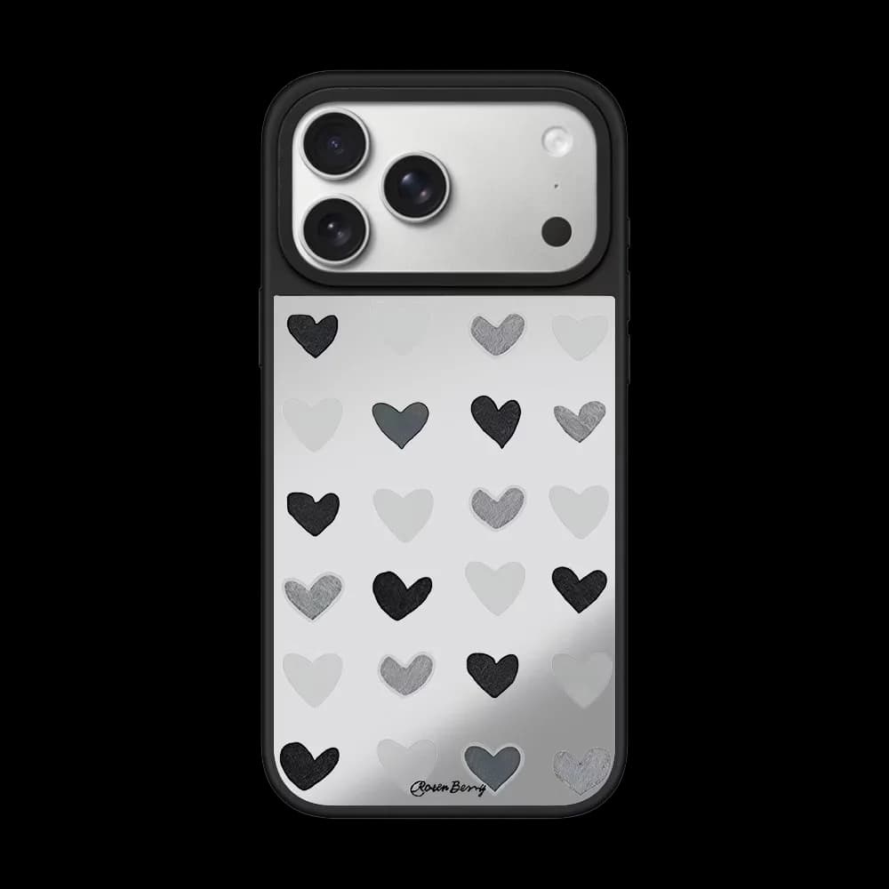 Simple Graffiti Heart Mirror Magnetic Case: Compatible with IPhone 17 16 15 14 13 12 Pro Max 17 Air